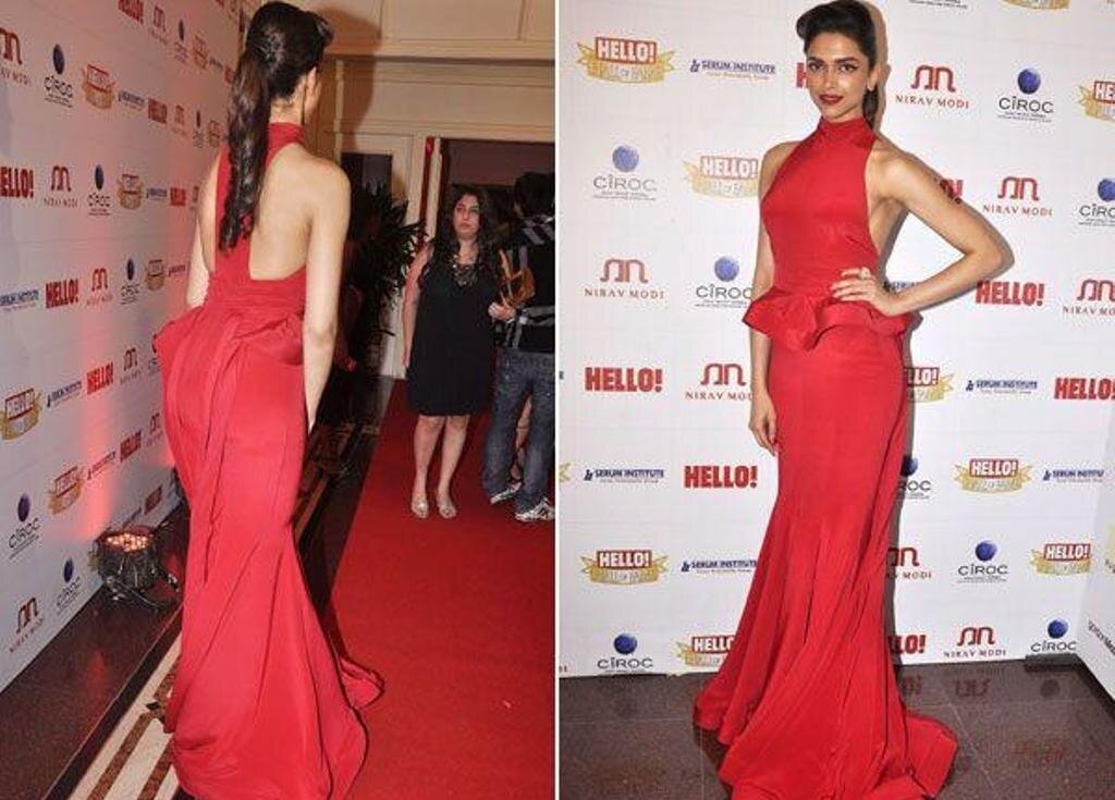 Deepika Padukone Wearing Red Gown